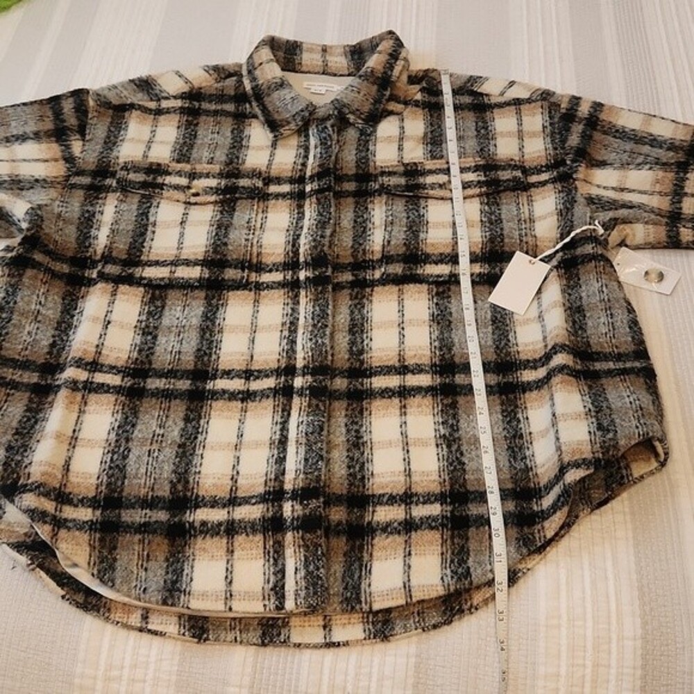 Good American Oversized Plaid Shacket in Neutral size 5/6- US size XXL/XXXL - Picture 8 of 16